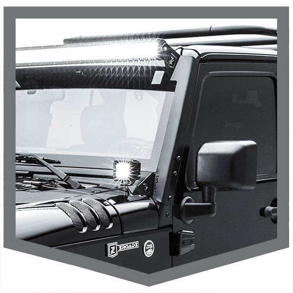 Jeep Wrangler JK Front Roof Level LED Light Mounts