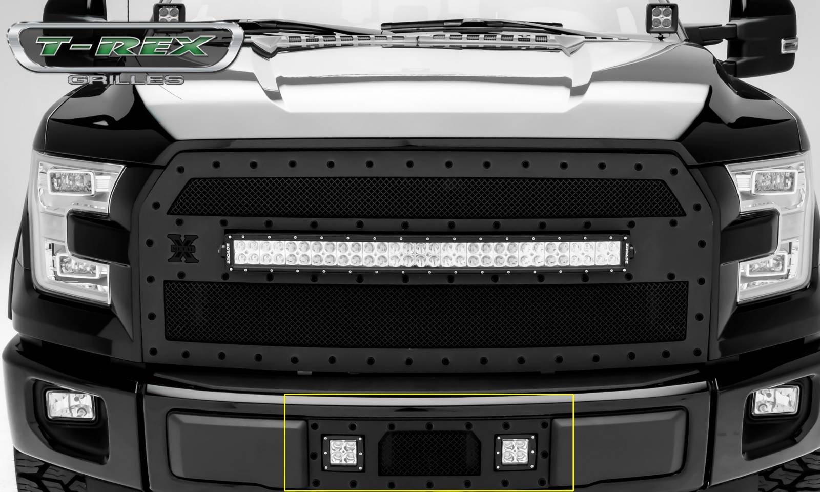 Gempro 3Pcs Full LED Grille Running Light Lamp For 2015-2017 Ford F-150 Ford Raptor Smoke Lens Style Black 