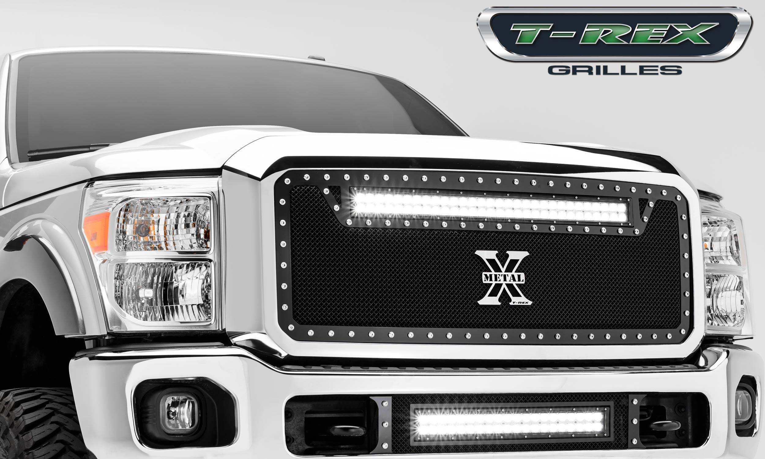 2011-2016 Ford Super Duty Torch Grille, Black, 1 Pc, Insert, Chrome Studs  with (1) 30