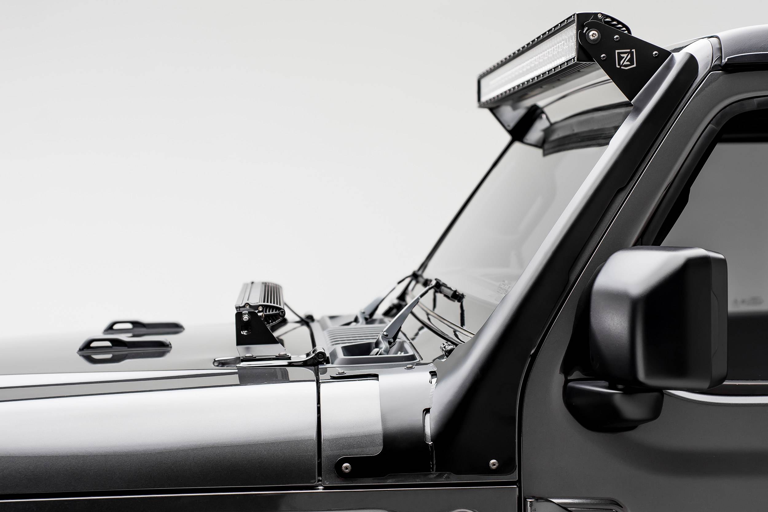 Jeep JL, Gladiator Front Roof LED Bracket to mount (1) 50 or 52 Inch  Straight LED Light Bar - Part # Z374831