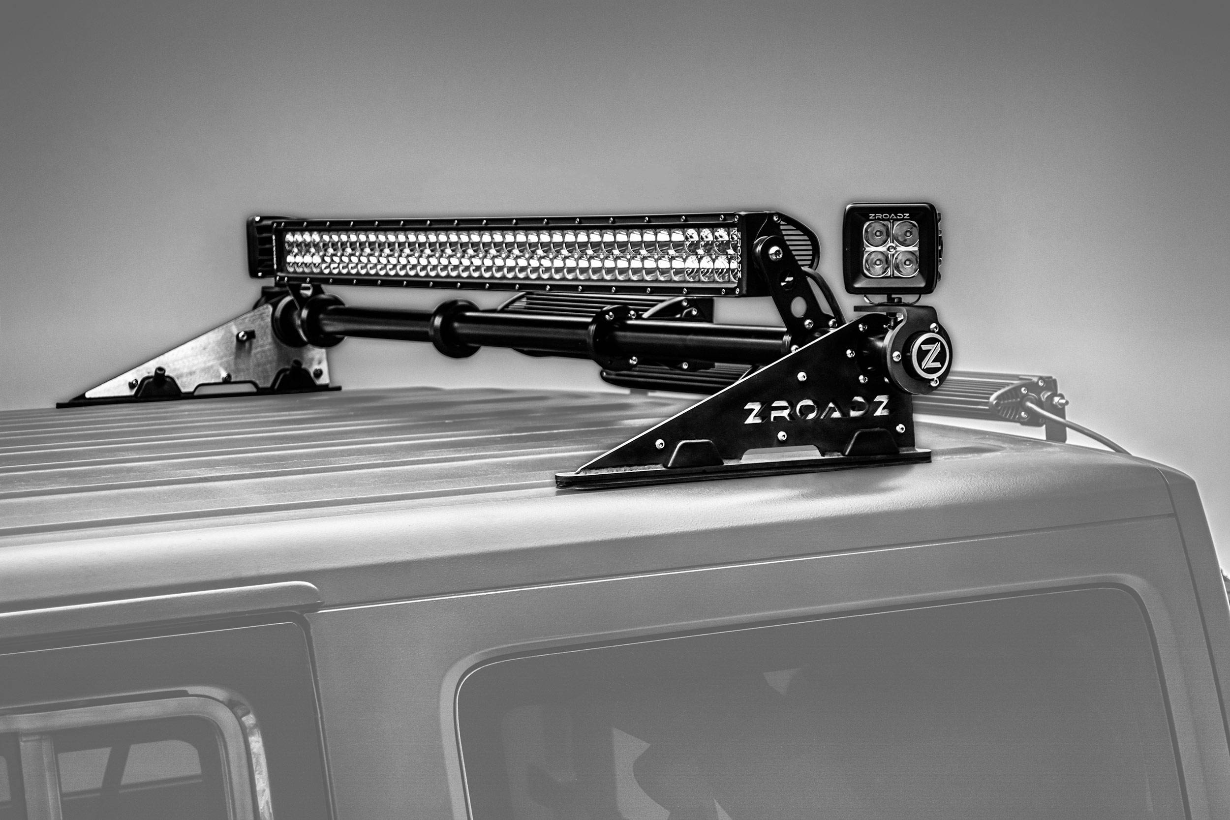 Gør det godt højen månedlige Jeep JK, JL Modular Rack LED Kit with (1) 40 Inch (1) 20 Inch Straight  Double Row Light Bars, (2) 3 Inch LED Pod Lights - Part # Z350050-JK-KIT-B