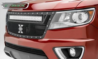 T-REX GRILLES - 2015-2020 Chevrolet Colorado Torch Grille, Black, 1 Pc, Replacement, Chrome Studs with 30 Inch LED - Part # 6312671