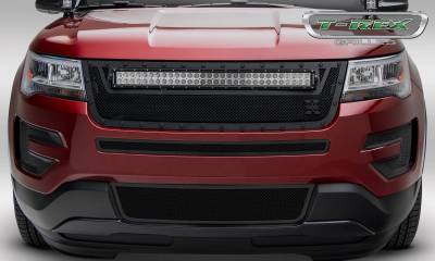 T-REX GRILLES - 2016-2017 Explorer Stealth Torch Grille, Black, 1 Pc, Replacement, Black Studs with (1) 30" LED - PN #6316641-BR