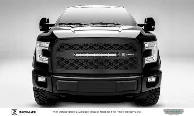 T-REX GRILLES - 2015-2017 F-150 ZROADZ Grille, Black, 1 Pc, Replacement with (1) 20" LED, Does Not Fit Vehicles with Camera - Part # Z315731