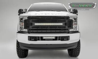 T-REX GRILLES - 2017-2019 Ford Super Duty Stealth Torch Grille, Black, 1 Pc, Replacement, Black Studs with (1) 30 LED, Does Not Fit Vehicles with Camera - Part # 6315471-BR