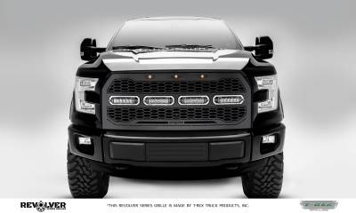 T-REX GRILLES - 2015-2017 Ford F-150 Revolver Grille, Black, 1 Pc, Replacement with (4) 6 LEDs, Fits Vehicles with Camera - Part # 6515741