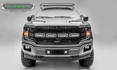 T-REX GRILLES - 2018-2020 Ford F-150 Revolver Grille, Black, 1 Pc, Replacement with (4) 6 Inch LEDs, Fits Vehicles with Camera - Part # 6515791