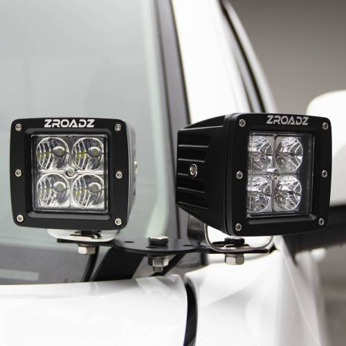 ZROADZ OFF ROAD PRODUCTS - 2015-2019 Silverado HD Hood Hinge LED Kit with (4) 3 Inch LED Pod Lights - Part # Z361221-KIT4
