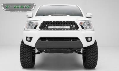 T-REX GRILLES - 2012-2015 Toyota Tacoma Laser Torch Grille, Black, 1 Pc, Insert, Chrome Studs with (1) 20" LED - Part # 7319381