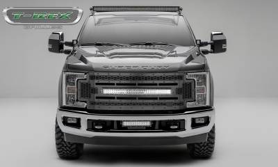 T-REX GRILLES - 2017-2019 Ford Super Duty Stealth Laser Torch Grille, Black, 1 Pc, Replacement, Black Studs with (1) 30 LED, Does Not Fit Vehicles with Camera - Part # 7315471-BR