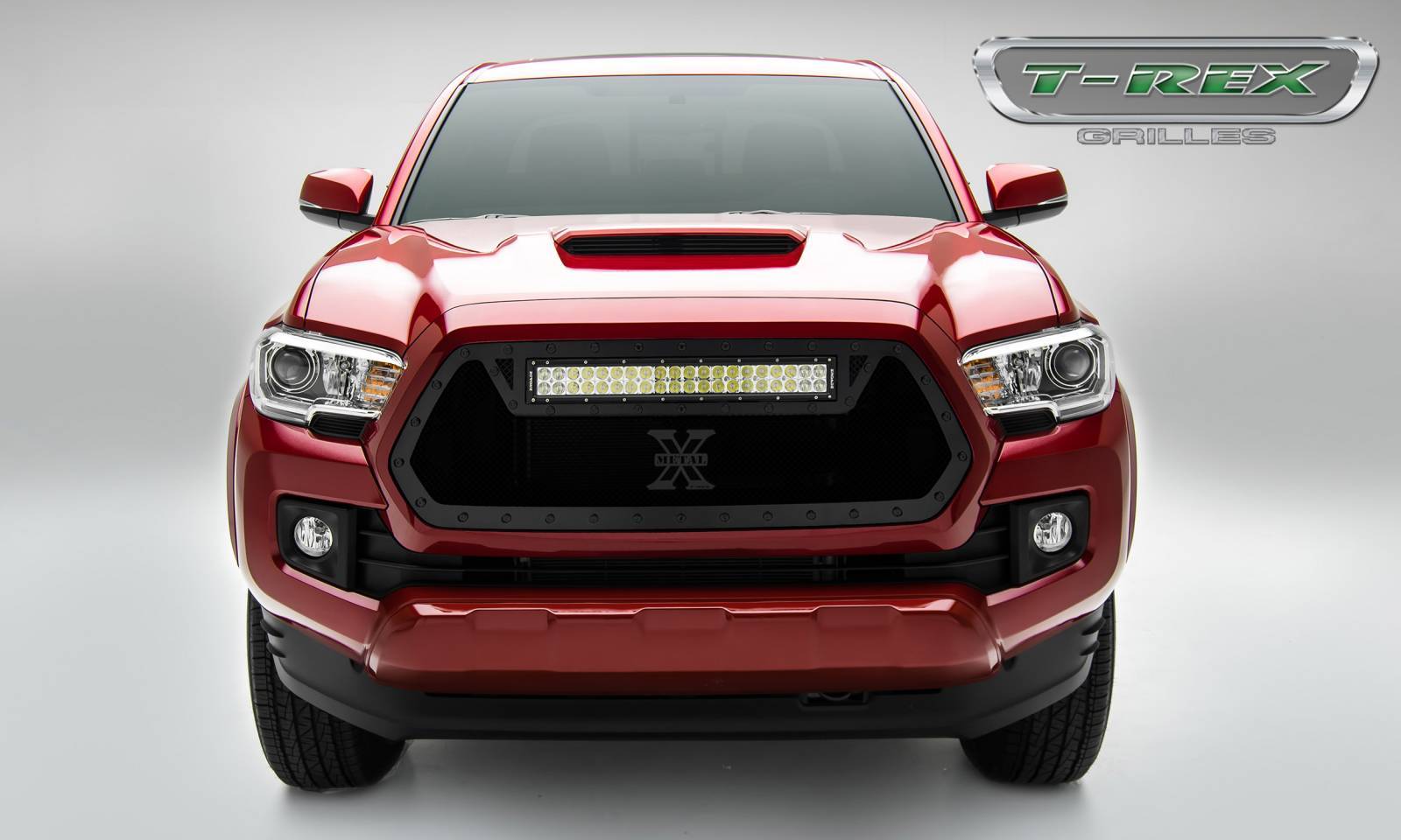 T-REX GRILLES - 2016-2017 Toyota Tacoma Stealth Torch Grille, Black, 1 Pc, Insert, Black Studs with (1) 20 LED - Part # 6319411-BR