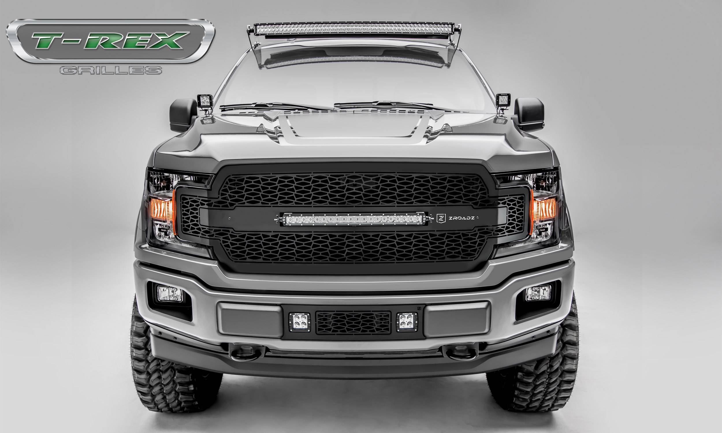 T-REX GRILLES - 2018-2020 F-150 ZROADZ Grille, Black, 1 Pc, Replacement with 20" LED, Does Not Fit Vehicles with Camera - Part # Z315711
