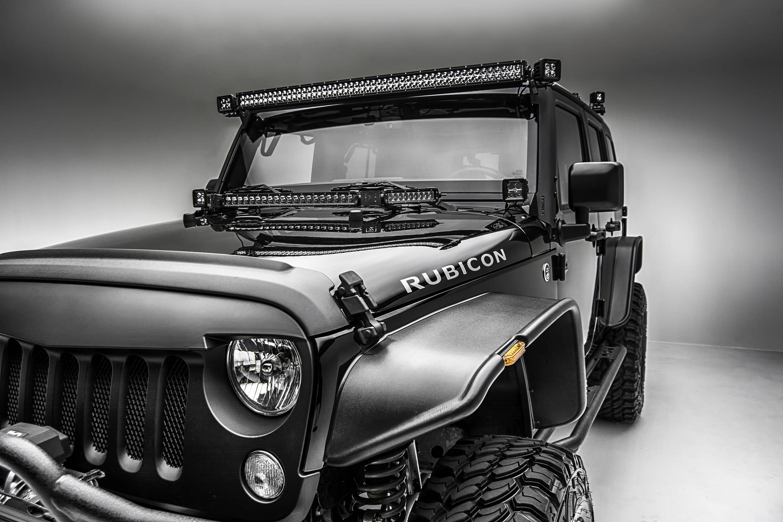 2007-2018 Jeep JK Front Roof LED Kit with (1) 50 Inch LED Straight Double  Row Light Bar - PN #Z374811-KIT-S