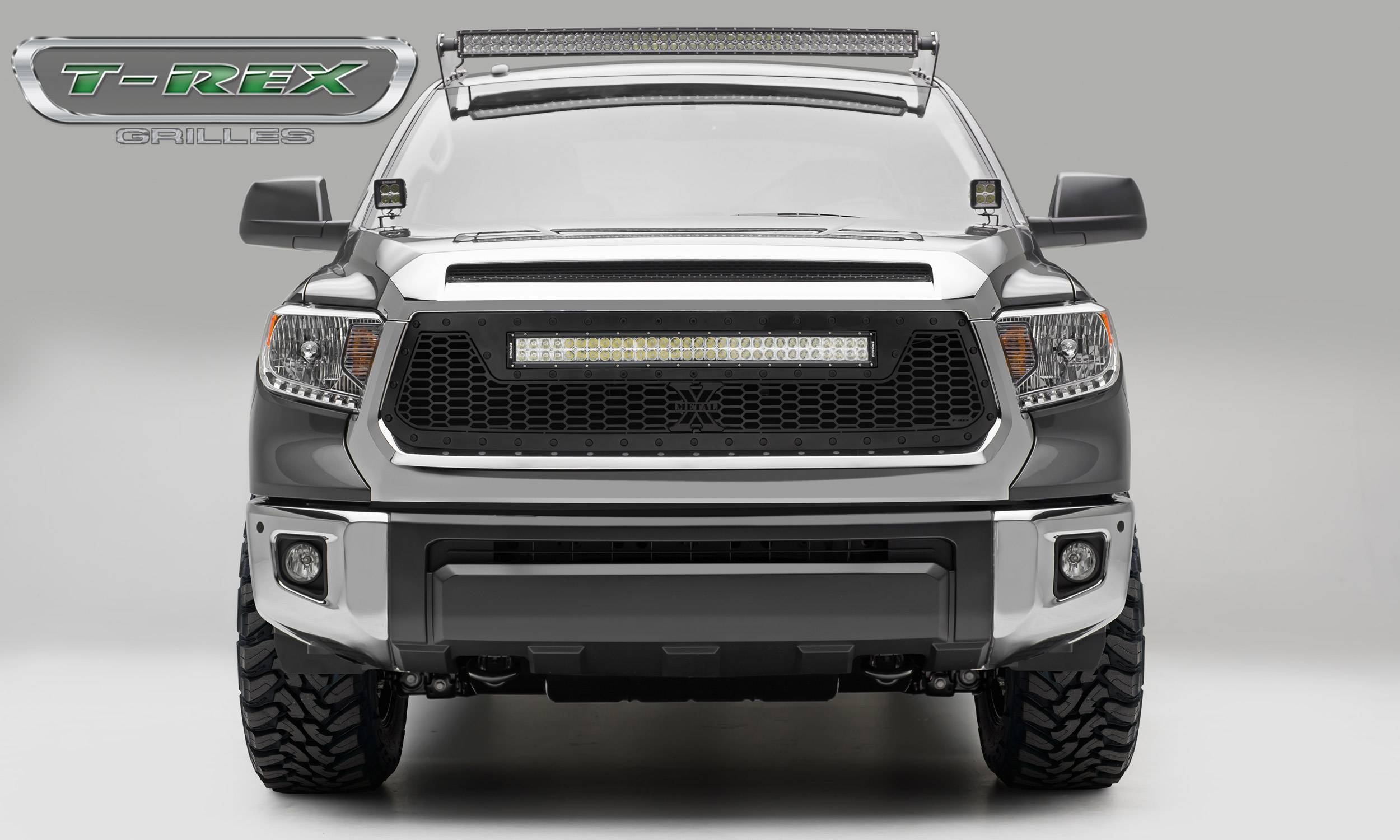 T-REX GRILLES - 2014-2017 Toyota Tundra Stealth Laser Torch Grille, Black, 1 Pc, Replacement, Black Studs with (1) 30" LED - Part # 7319641-BR
