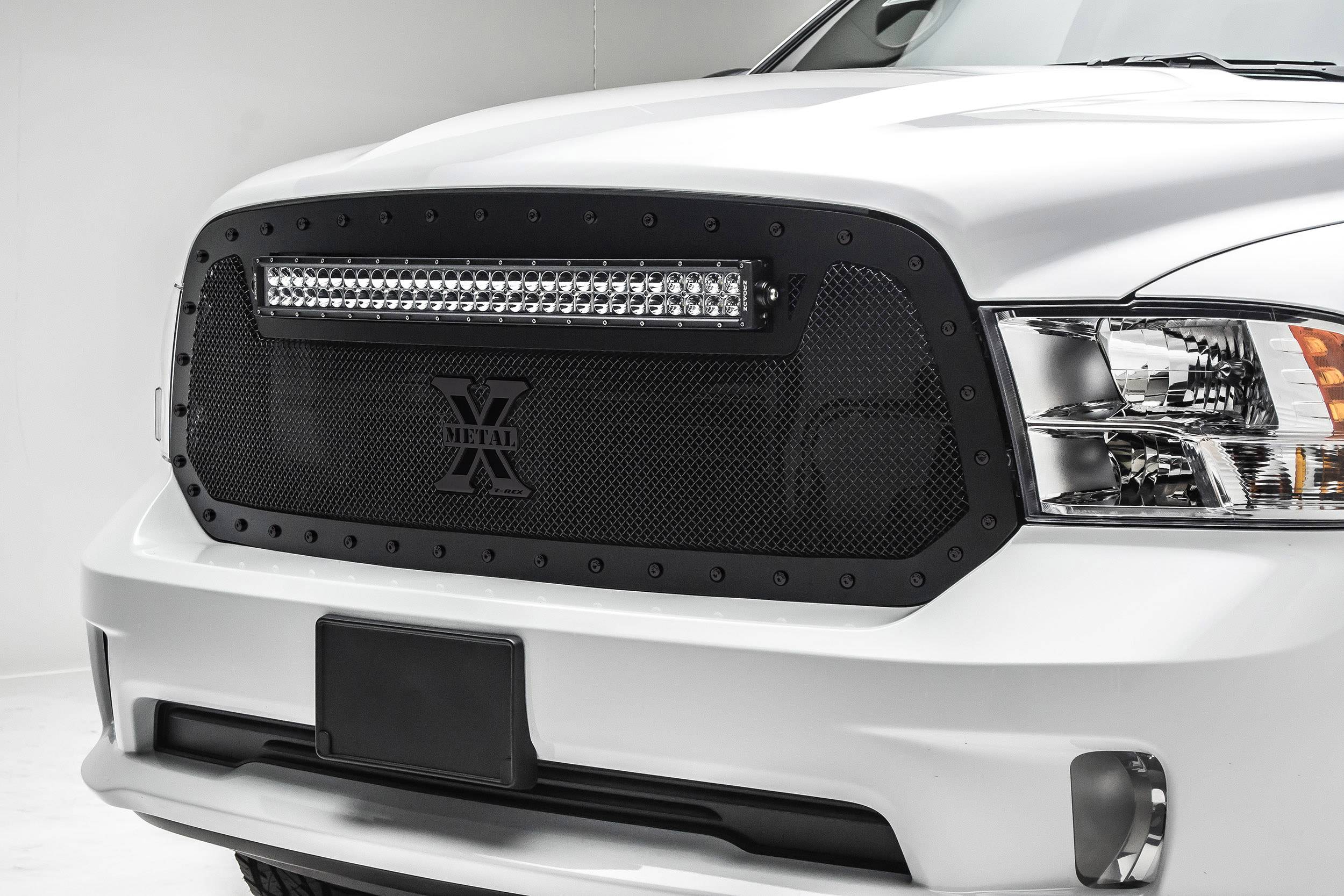 T-REX GRILLES - 2013-2018 Ram 1500 Stealth Torch Grille, Black, 1 Pc, Replacement, Black Studs with (1) 30" LED - PN #6314551-BR
