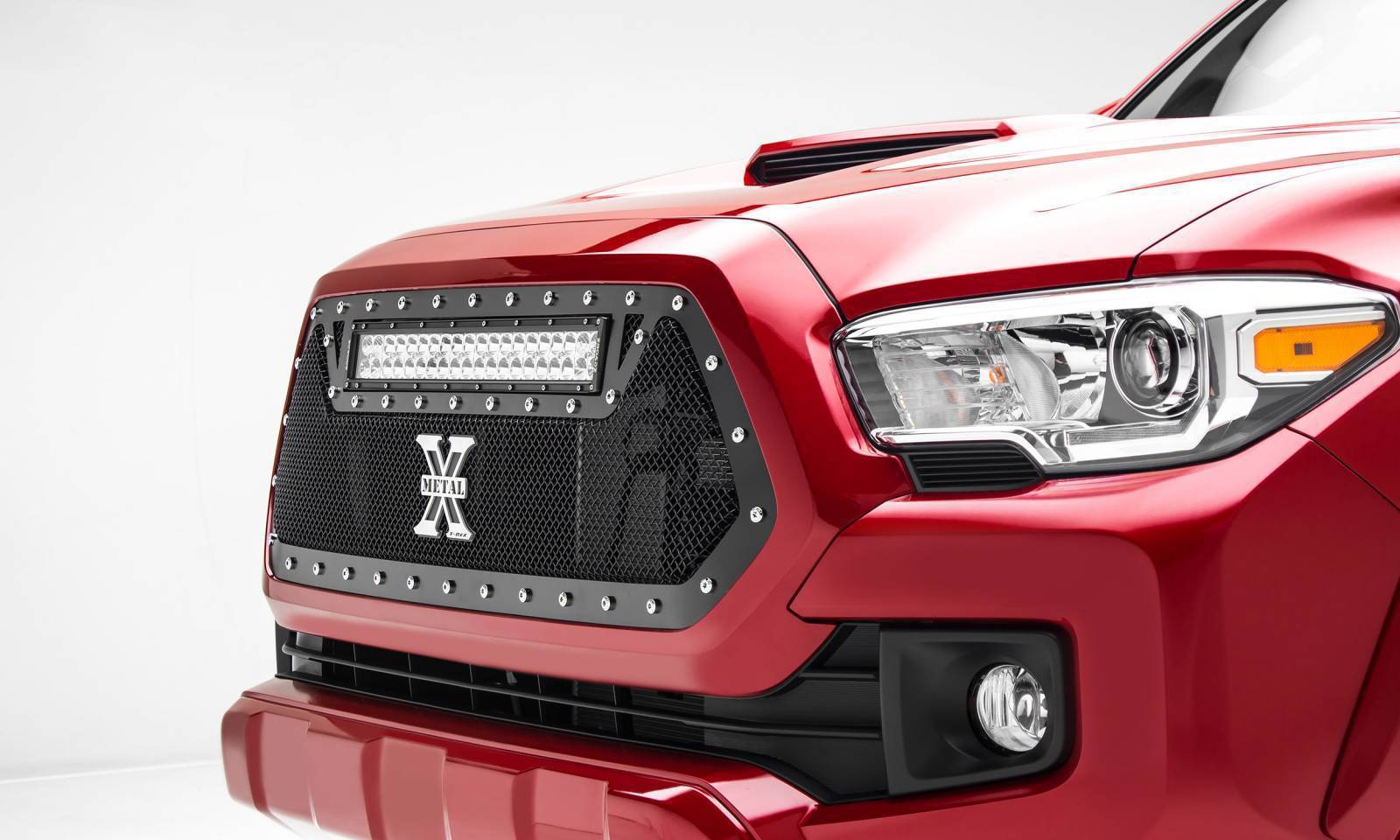 T-REX GRILLES - 2016-2017 Toyota Tacoma Torch Grille, Black, 1 Pc, Insert, Chrome Studs with (1) 20" LED - Part # 6319411