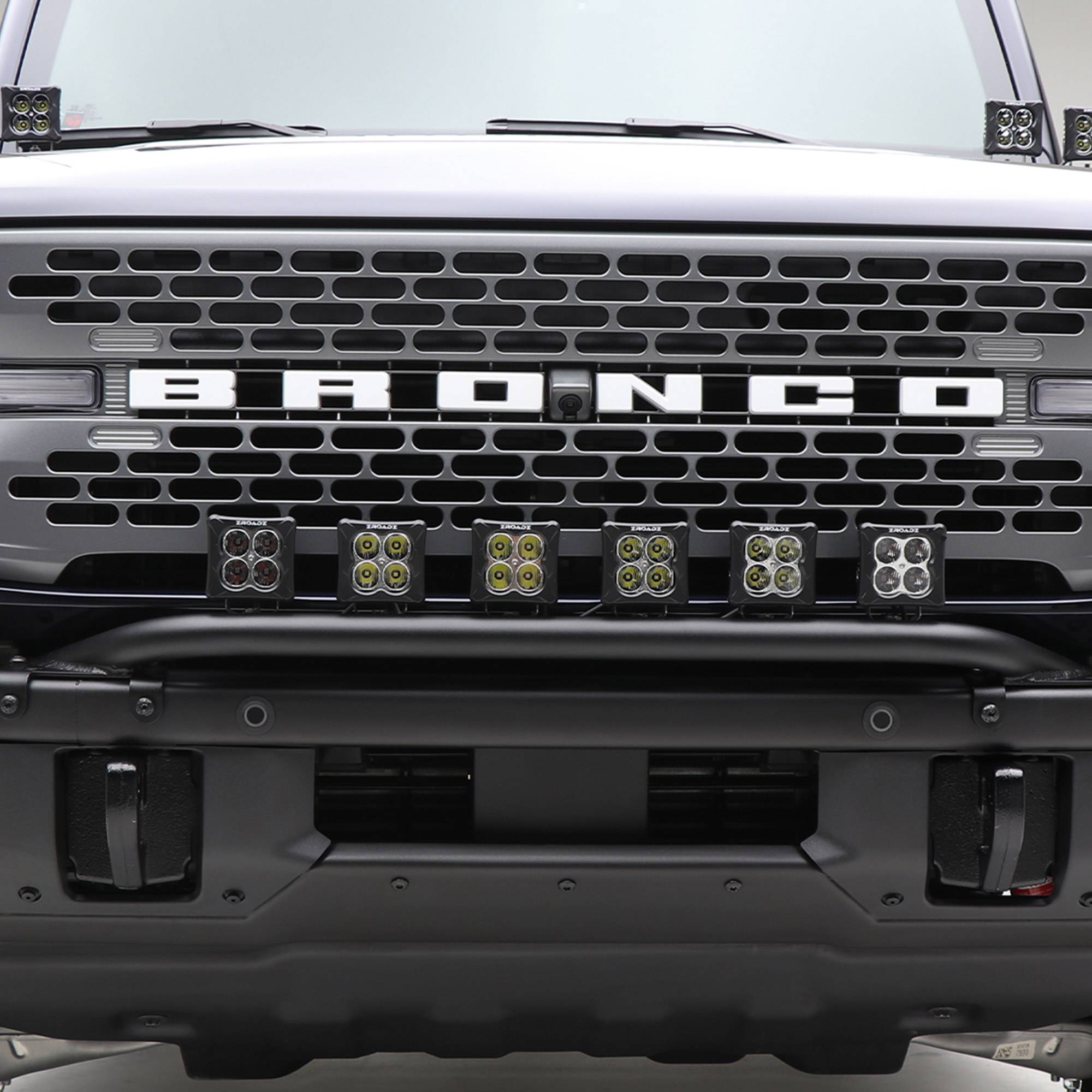ZROADZ OFF ROAD PRODUCTS - 2021-2022 Ford Bronco Front Bumper Top LED Bracket to mount (6) 3 Inch LED Light Pods - PN #Z325431