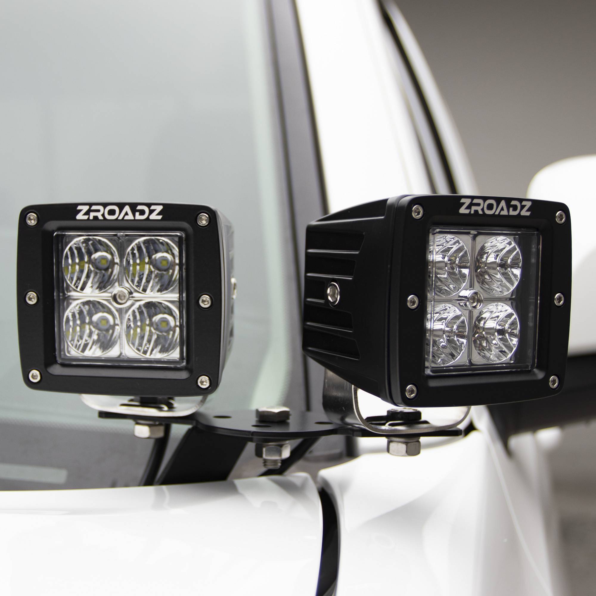 ZROADZ OFF ROAD PRODUCTS - 2007-2013 Silverado, Sierra 1500 Hood Hinge LED Kit with (4) 3 Inch LED Pod Lights - Part # Z362051-KIT4