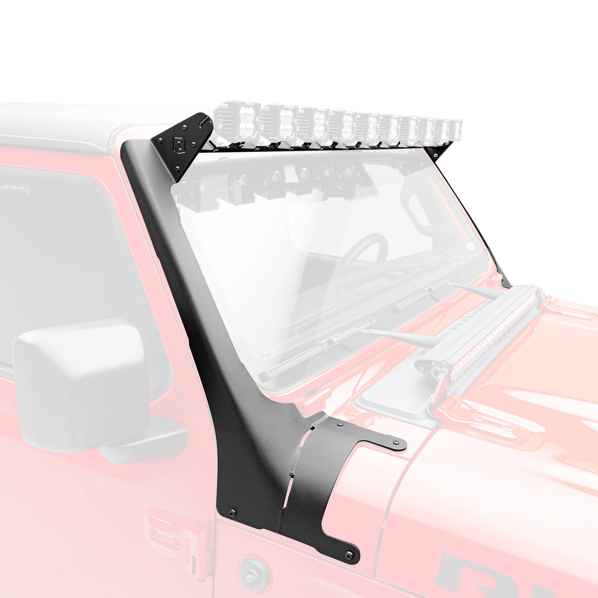 ZROADZ OFF ROAD PRODUCTS - 2018-2023 Jeep JL/2019-2023 Jeep Gladiator, Multi-LED Roof Cross Bar and A-Pillar Brackets ONLY, Holds (10) 3-Inch ZROADZ Light Pods (Not Included) - Part # Z934931