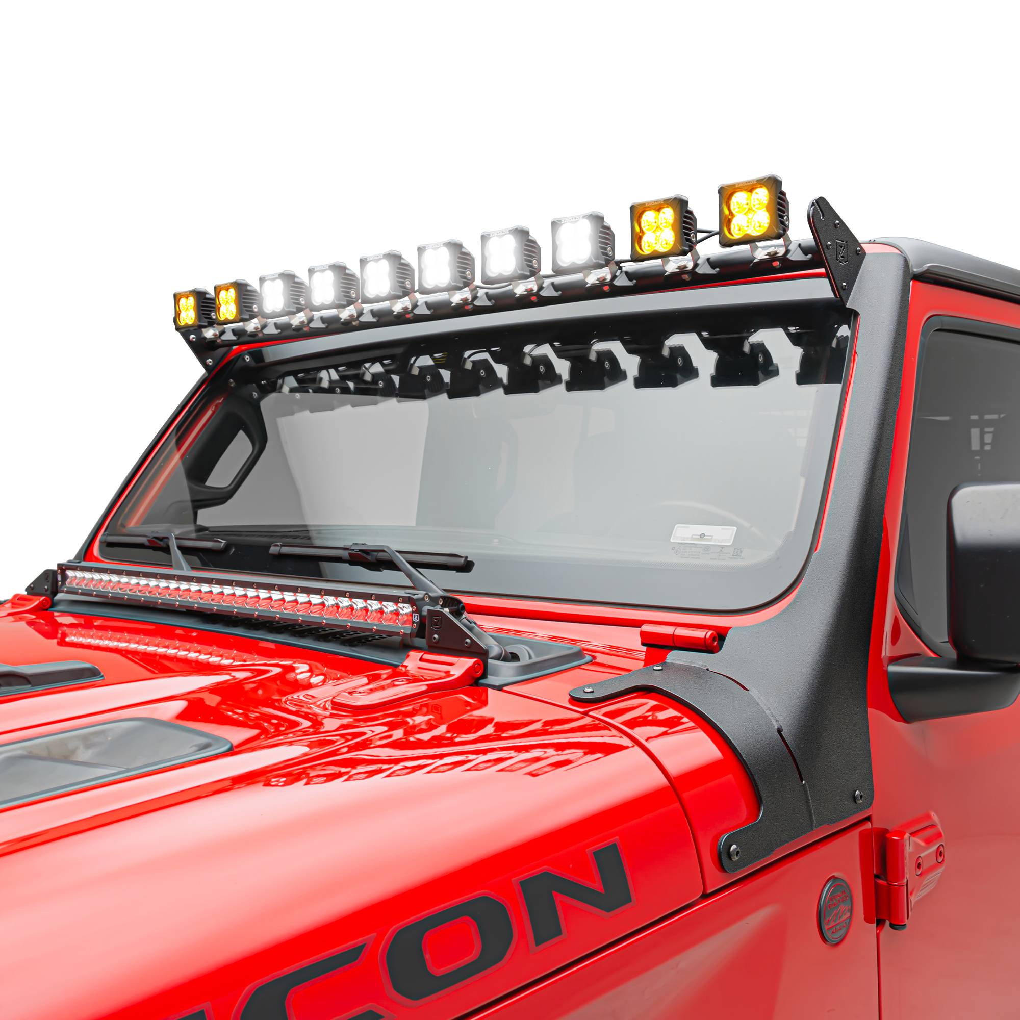 ZROADZ OFF ROAD PRODUCTS - 2019-2022 Jeep Gladiator, JL Multi-LED Roof Cross Bar and A-Pillar Kit, Includes (10) 3-Inch ZROADZ Light Pods - Part # Z934931-KITAW