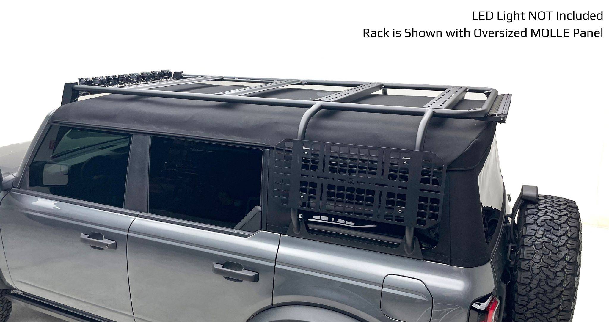 ZROADZ OFF ROAD PRODUCTS - 2021-2022 Ford Bronco Soft Top Rack with Large Molle Panels for 4 Door Models - PN #Z845491