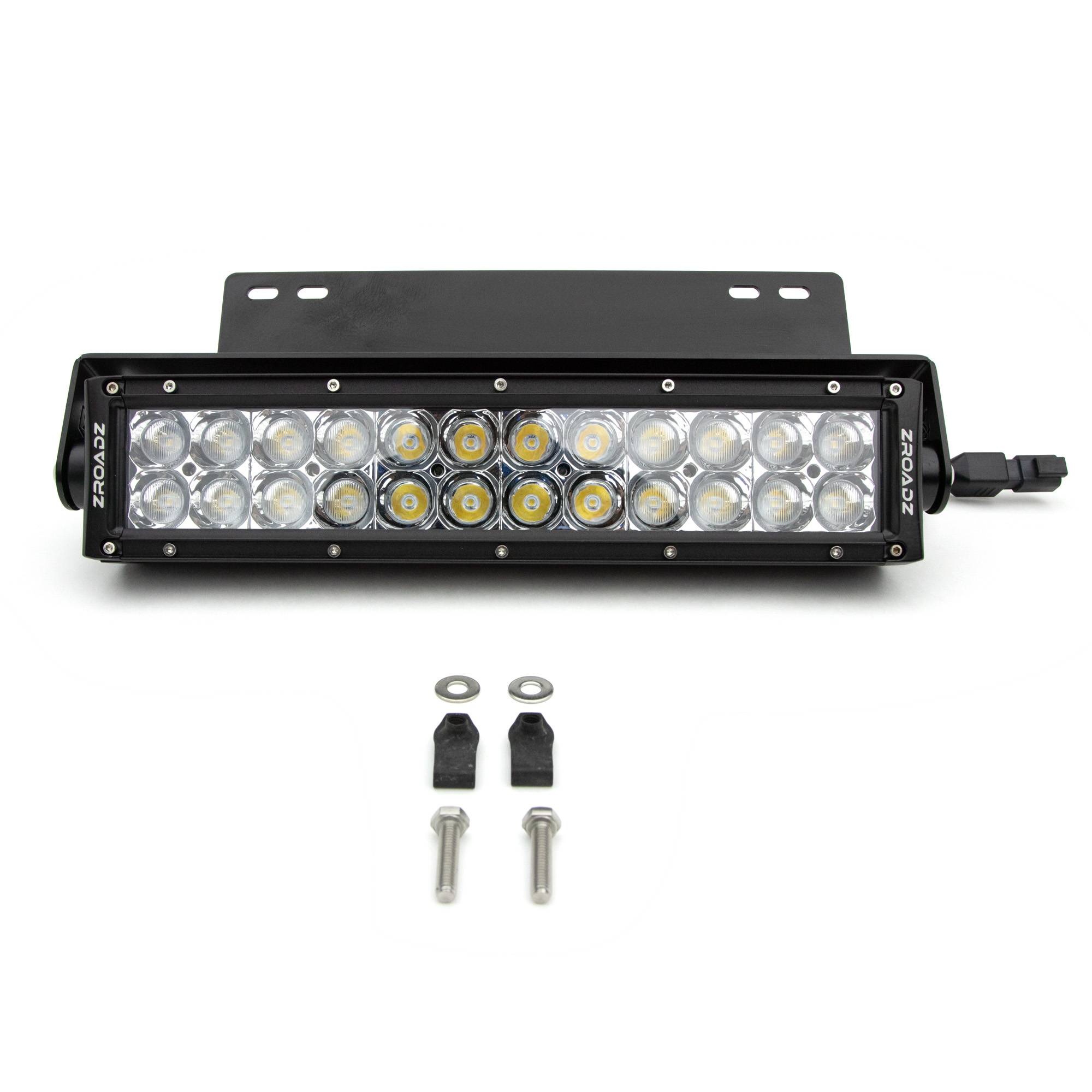 2020-2022 Ford Super Duty Front Bumper Center LED KIT with (1) 12 Inch LED  Straight Double Row Light Bar - Part # Z325571-KIT