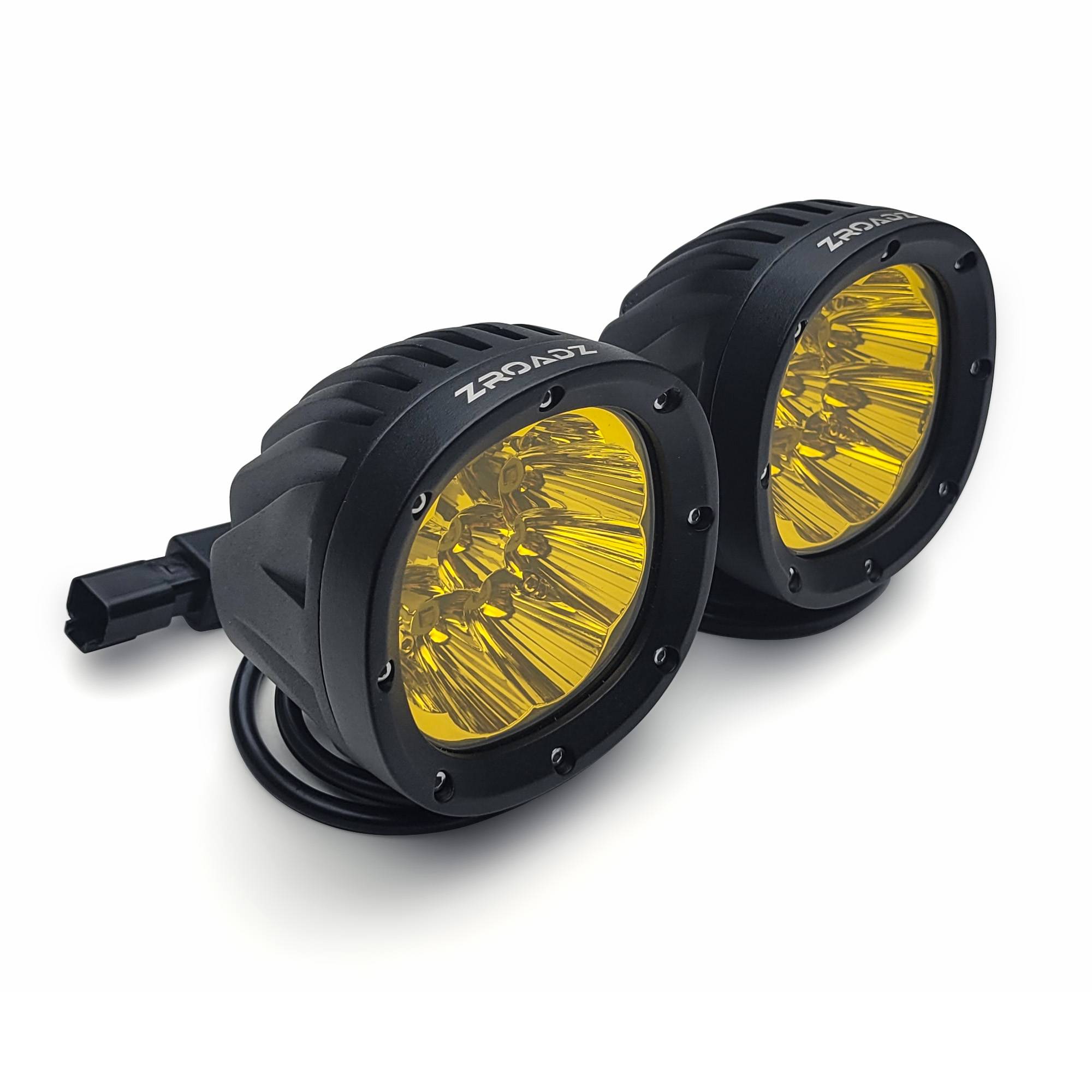 ZROADZ OFF ROAD PRODUCTS - ZROADZ 4-Inch Round Amber LED Light KIT, Includes (2) Amber LED Lights & Universal Harness – Part # Z3090WRDA-KIT