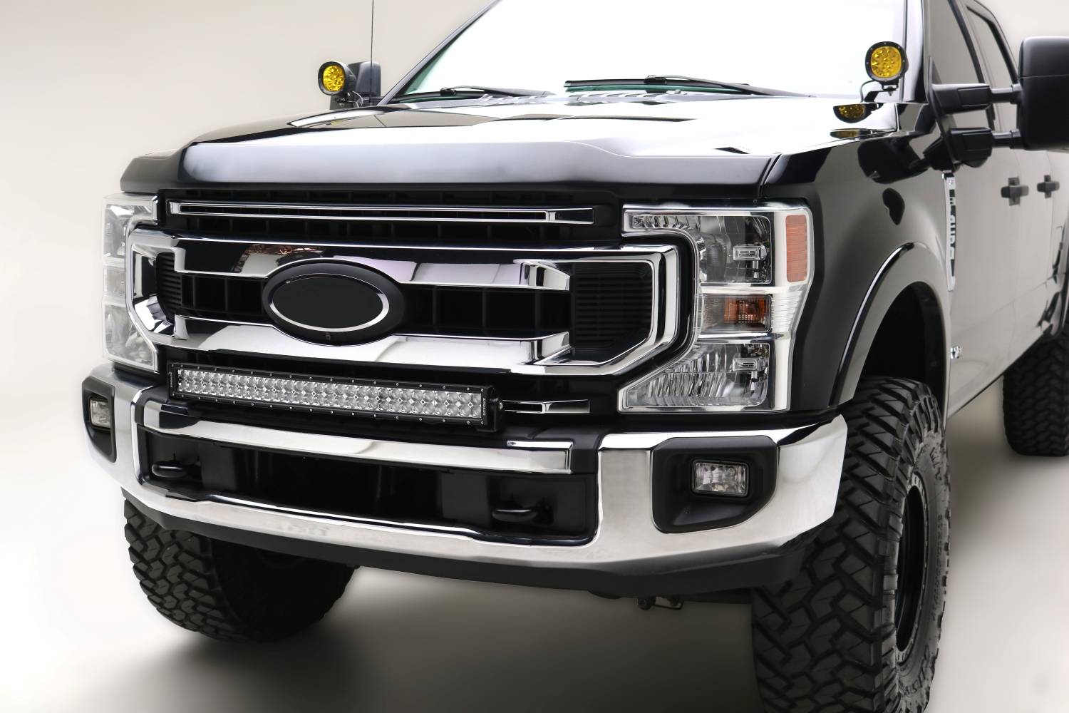 ZROADZ OFF ROAD PRODUCTS - 2020-2022 Ford Super Duty Front Bumper Top LED Kit with (1) 30-Inch ZROADZ LED Curved Double Row Light Bar - PN # Z325572-KIT