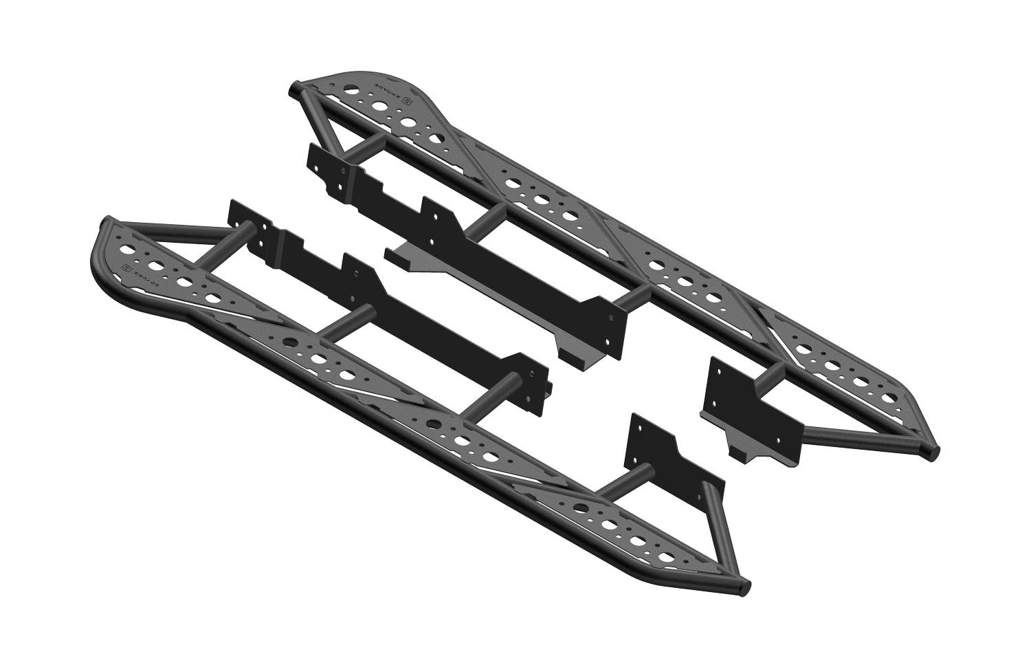 ZROADZ OFF ROAD PRODUCTS - 2024-2024 Toyota Tacoma Rock Sliders With Step Plates, TRAILX.R1 Series, Bolt-On/Weld-on, with Standard Angle - Part # Z749402