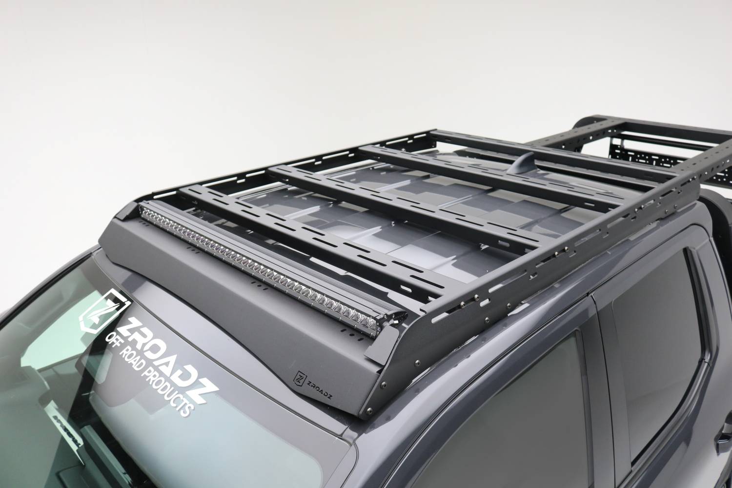 ZROADZ OFF ROAD PRODUCTS - 2024-2024 Toyota Tacoma Roof Rack With LED Diffuser, Includes (1) 40-Inch ZROADZ White Single Row LED Light Bar and Universal harness - Part # Z84961