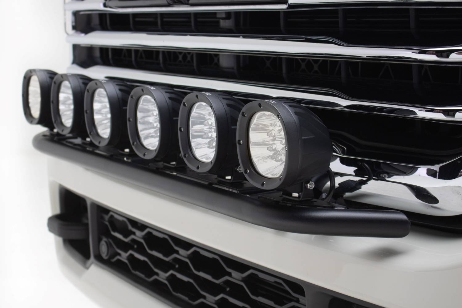 ZROADZ OFF ROAD PRODUCTS - 2019-2024 Ram 2500/3500 Front Bumper Top LED Mounting Kit, Includes (6) 4- inch ZROADAZ White LED Light Pods and Universal Harness - Part #  Z324531-KIT