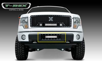 T-REX GRILLES - 2009-2014 Ford F-150 Torch Bumper Grille, Black, 1 Pc, Bolt-On, Chrome Studs with (1) 12" LED - Part # 6325681 - Image 1