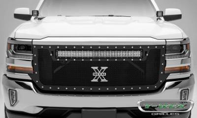 T-REX GRILLES - 2016-2018 Silverado 1500 Torch Grille, Black, 1 Pc, Replacement, Chrome Studs with (1) 30" LED - Part # 6311281 - Image 2