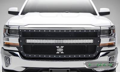 T-REX GRILLES - 2016-2018 Silverado 1500 Torch Grille, Black, 1 Pc, Replacement, Chrome Studs with (1) 40" LED - Part # 6311271 - Image 2