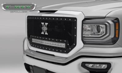 T-REX GRILLES - 2016-2018 GMC Sierra 1500 Torch Grille, Black, 1 Pc, Insert, Chrome Studs with (1) 30" LED - Part # 6312131 - Image 1