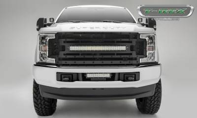 T-REX GRILLES - 2017-2019 Super Duty Stealth Torch Grille, Black, 1 Pc, Replacement, Black Studs with (1) 30" LED, Does Not Fit Vehicles with Camera - Part # 6315471-BR - Image 1