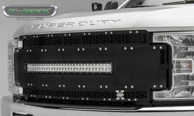 T-REX GRILLES - 2017-2019 Super Duty Torch AL Grille, Black Mesh and Trim, 1 Pc, Replacement, Chrome Studs with (1) 30" LED, Does Not Fit Vehicles with Camera - PN #6315481 - Image 2