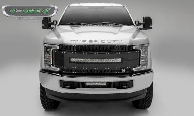 T-REX GRILLES - 2017-2019 Ford Super Duty Torch AL Grille, Black Mesh and Trim, 1 Pc, Replacement, Chrome Studs with (1) 30 LED, Does Not Fit Vehicles with Camera - Part # 6315481 - Image 5