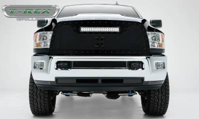 T-REX GRILLES - 2010-2012 Ram 2500, 3500 Stealth Torch Grille, Black, 1 Pc, Replacement, Black Studs with (1) 20" LED - Part # 6314531-BR - Image 1