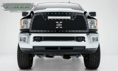 T-REX GRILLES - 2010-2012 Ram 2500, 3500 Torch Grille, Black, 1 Pc, Replacement, Chrome Studs with (1) 20" LED - PN #6314531 - Image 3