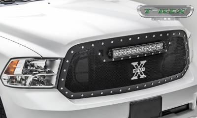 T-REX GRILLES - 2013-2018 Ram 1500 Torch Grille, Black, 1 Pc, Replacement, Chrome Studs with (1) 20" LED - Part # 6314541 - Image 4