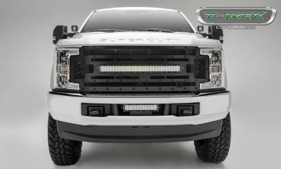 T-REX GRILLES - 2017-2019 Ford Super Duty Stealth Torch Grille, Black, 1 Pc, Replacement, Black Studs with (1) 30" LED, Fits Vehicles with Camera - Part # 6315371-BR - Image 2