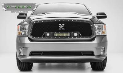 T-REX GRILLES - 2013-2018 Ram 1500 Torch Grille, Black, 1 Pc, Insert, Chrome Studs with (2) 3" LED Cubes and (1) 12" LEDs - Part # 6314581 - Image 2