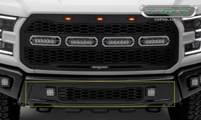 T-REX GRILLES - 2017-2021 Ford F-150 Raptor SVT Revolver Bumper Grille, Black, 1 Pc, Replacement with (2) 3 Inch LED Cube Lights - Part # 6525661 - Image 1