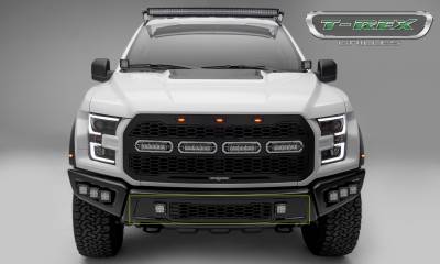 T-REX GRILLES - 2017-2020 F-150 Raptor SVT Revolver Bumper Grille, Black, 1 Pc, Replacement with (2) 3 Inch LED Cube Lights - Part # 6525661 - Image 5