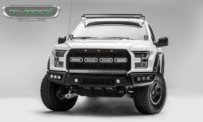 T-REX GRILLES - 2017-2021 Ford F-150 Raptor SVT Revolver Bumper Grille, Black, 1 Pc, Replacement with (2) 3 Inch LED Cube Lights - Part # 6525661 - Image 6