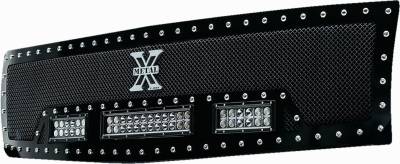 T-REX GRILLES - 2007-2013 Silverado 1500 Torch Grille, Black, 1 Pc, Replacement, Chrome Studs with (2) 6" and (1) 12" LEDs - PN #6311111 - Image 2