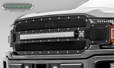 T-REX GRILLES - 2018-2020 Ford F-150 Torch Grille, Black, 1 Pc, Replacement, Chrome Studs with 30 Inch LED, Does Not Fit Vehicles with Camera - Part # 6315711 - Image 4