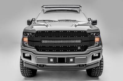 T-REX GRILLES - 2018-2020 Ford F-150 Torch AL Grille, Black Mesh and Trim, 1 Pc, Replacement, Chrome Studs with 30 Inch LED, Fits Vehicles with Camera - Part # 6315791 - Image 1