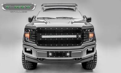 T-REX GRILLES - 2018-2020 F-150 Laser Torch Grille, Black, 1 Pc, Replacement, Chrome Studs with 30 Inch LED, Does Not Fit Vehicles with Camera - Part # 7315711 - Image 1